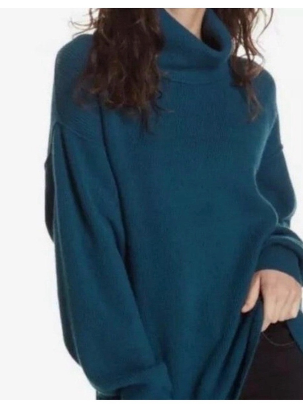 Free People Teal Turtleneck Oversized Women's Sweater Size Small
